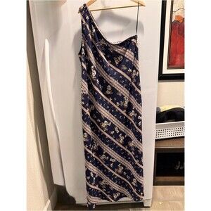 Chelsea28 Navy One-Shoulder Floral Maxi with Cream Accents XL